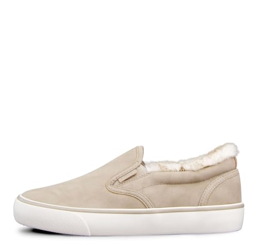 Lugz Womens Clipper Lx Fur Classic Slip-on Fashion Sneaker, Fawn/Cream/Off White, 9.5 US