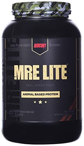 REDCON1 MRE Lite Whole Food Protein Powder, Fudge Brownie - Low Carb & Whey Free Meal Replacement with Animal Protein Blends - Easy to Digest Supplement Made with MCT Oils (30 Servings)