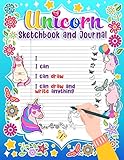 Unicorn Sketchbook And Journal Composition Notebook And Journal For Kids Teens And Girls Large Size 85 X 11 With Blank Sheet And Wide Ruled Lined Paper Sketching Doodling And Writing