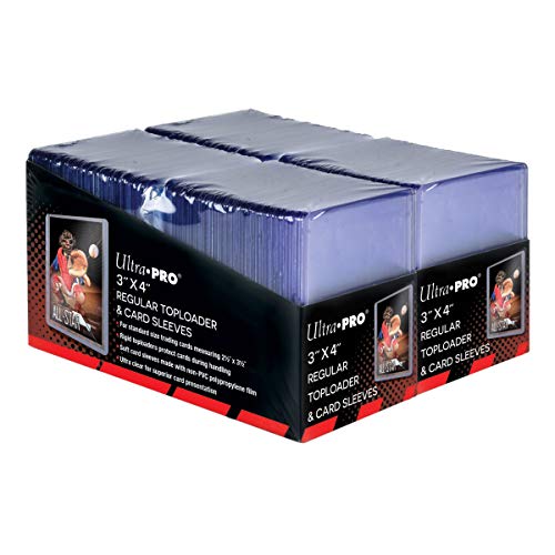 Ultra PRO 3" x 4" Clear Regular Toploaders for Cards with Card Sleeves Bundle Standard Size 200ct Trading Baseball Toploader Card Sleeve Protectors