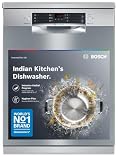 Bosch 14 Place Setting (fits up to 80 utensils) Free-Standing Dishwasher for Indian Utensils | Hygiene+ & Intensive Kadhai Program (SMS46...