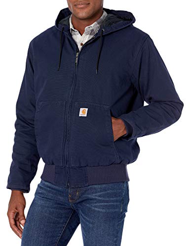 Carhartt Men's Loose Fit Washed Duck Insulated Active Jacket (Regular and Big & Tall Size)-Navy-Large