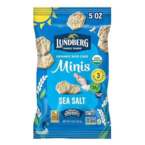 Lundberg Organic Rice Cake Minis, Original Sea Salt – Mini Rice Cakes, Healthy Snacks for Adults and Kids, Vegan Snacks, Gluten-Free, Healthy Food for Snacking & Dipping, 5 Oz