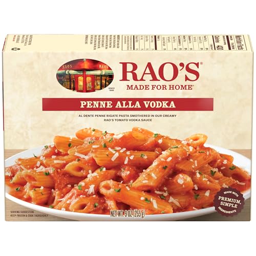 Rao's Homemade Penne alla Vodka Frozen Meal, 9.0oz, All Natural Premium Quality Frozen Pasta, No Preservatives, No Artificial Colors or Flavors