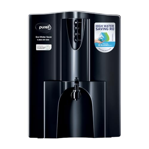 Pureit Eco Water Saver RO Purifier (Black) with RO+UV+MF Filtration | Water Purifier Filter For Home | 7-Stage Purification | Up to 60% Savings | Suit