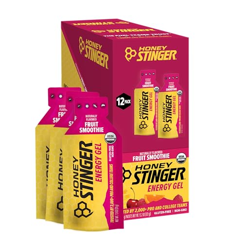 Honey Stinger Organic Fruit Smoothie Energy Gel, Gluten Free & Caffeine Free, for Exercise, Running and Performance, Sports Nutrition for Home & Gym, Pre and Mid Workout, 12 Pack, 13.2 Ounce