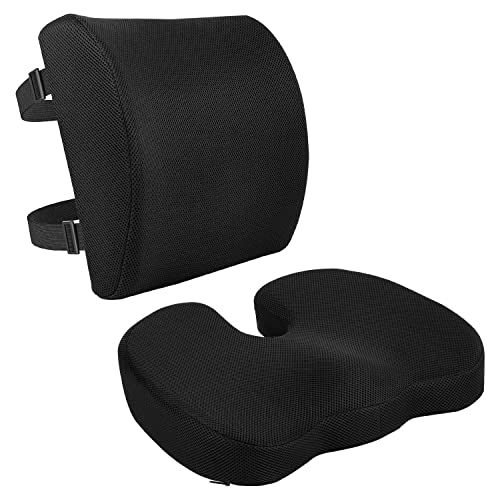 Amazon Basics Seat Cushion & Lumbar Support, Memory Foam, Black, 2