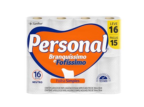Personal Papel Higiênico Branquíssimo & Fofíssimo Folha Simples Leve 16 Pague 15 Rolos De 30 M