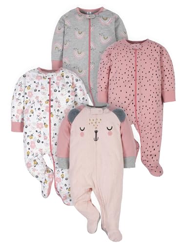 Gerber Baby Girls 4 Pack Sleep 'N Play Footie Bear Pink 3-6 Months