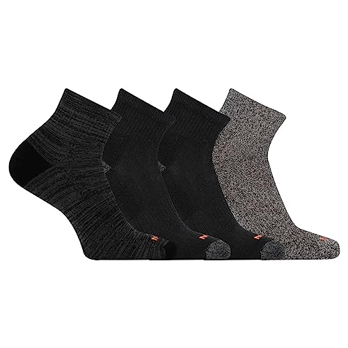 Merrell Unisex-Adult's Men's and Women's Cushioned Midweight Ankle Socks Pack-Moisture Management and Anti-Odor, Black (4 Pairs), Medium-Large