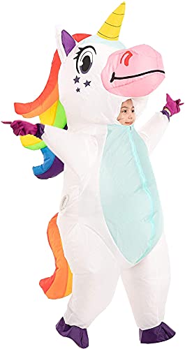 Spooktacular Creations Kids Inflatable Halloween Costume, Full Body Unicorn Costume, Unicorn Air Blow Up for Girls Dress Up Parties(White, Child 7-10yrs)