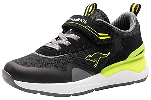 (-39%) KangaROOS Unisex-Kinder KD-Gym EV Sneaker, Jet Black/Neon Yellow 5062, 35 EU