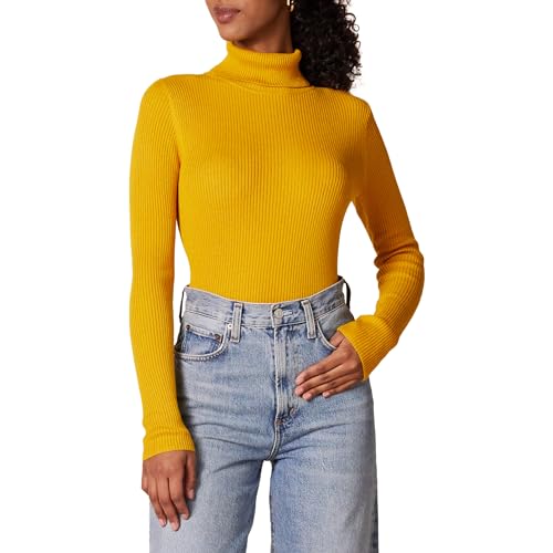 Amazon Essentials Women's Slim-Fit Lightweight Long-Sleeve Turtleneck Sweater, Gold, Large