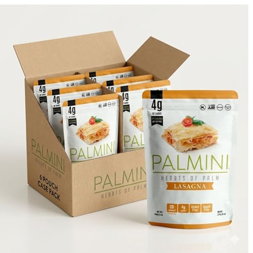 Palmini Lasagna Noodles | Low-Carb Pasta, Low-Calorie Hearts of Palm Pasta | Keto Pasta, Gluten Free, Vegan, Non-GMO, Plant Based Pasta, Healthy Noodles | Seen on Shark Tank |(12 Ounce - Pack of 6)