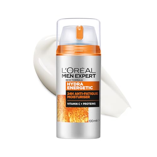 L'Oréal Men Expert vochtinbrengende crème voor heren, anti-vermoeidheid, Hydra Energetic, bestrijdt kringen rond de ogen en geeft intensieve hydratatie, verrijkt met eiwitten en vitamine C, 100 ml