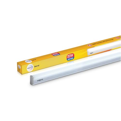 wipro Garnet 20W LED Batten for Living Room & Bedroom | 4 Ft |Cool Day white (6500K) | 2000 Lumen | Bright & Energy Efficient Tubelight for Home, Offi