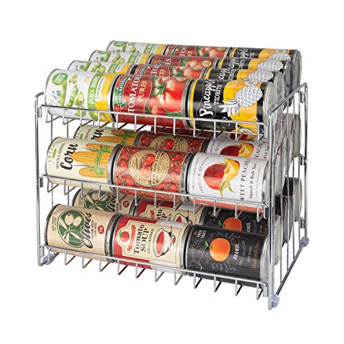 Kitchen Details 3-Tier Chrome Steel Can Organizer Rack 36 Cans