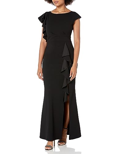 WOOSEA Women's Split Bodycon Mermaid Evening Cocktail Long Dress Black