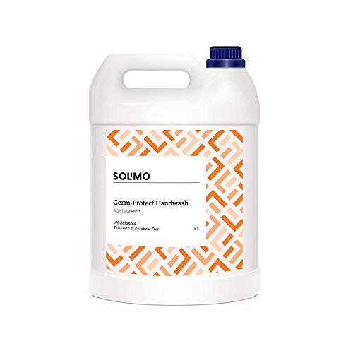 Amazon Brand - Solimo Handwash Liquid Refill Can | 5 Litre | Antibacterial Germ-Protect | Advanced Disinfection Formula| pH Balanced