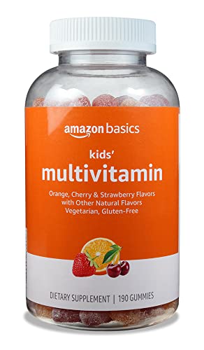 Amazon Basics Kids' Multivitamin, 190 Gummies, Orange, Cherry & Strawberry (Previously Solimo)