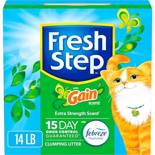 Fresh Step Clumping Litter With Febreze Freshness Gain Original Scent, Low-Dust Formula With Ammonia Block Technology, 14 lb. Box