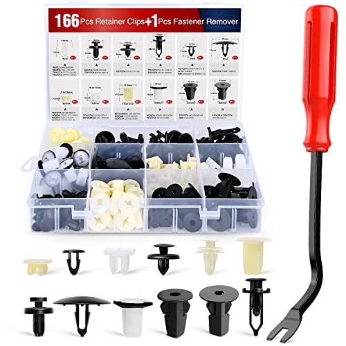 Nilight 166 Pcs Car Mount Clips and Screw Eyelets - 12 Most Popular Sizes and Applications for GM Toyota Honda Nissan Mazda - with Fastener Remover