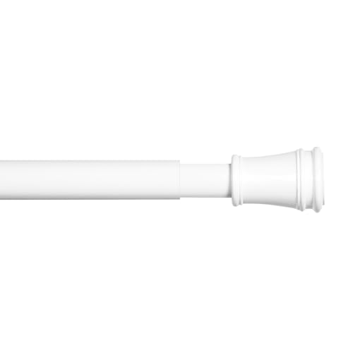 Kenney Rogers Twist & Fit No Tools Tension Curtain Rod, Tension Rods for Windows 48 to 84 Inches, White Extendable Curtain Rod, Curtain Rod No Drilling, Easy Install Curtain Rod