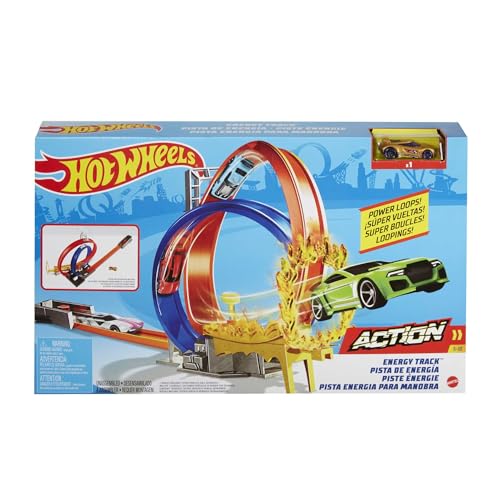 Energy Track™ Set with Double Loop, Ring of Fire and 1 Vehicle, Great Gift for 5 Year Olds and Up​