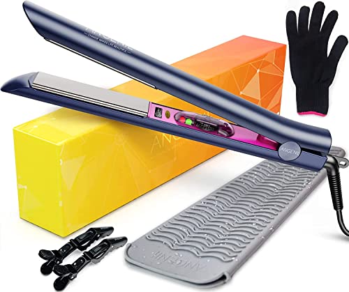 ANGENIL Professional Titanium Flat Iron 1 inch, Hair Straightener and Curler 2 in 1 with...