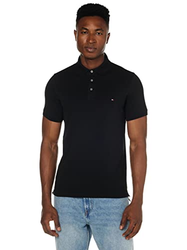 (-34%) Tommy Hilfiger Herren Poloshirt Kurzarm 1985 Slim Fit, Schwarz (Black), XL