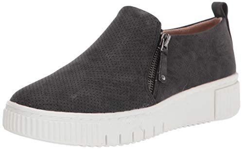 Naturalizer Soul Womens Turner Platform Zipper Slip On Fashion Sneaker, Black Smooth, 8 M