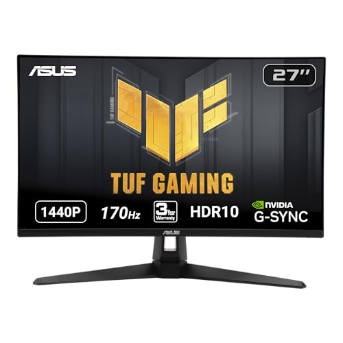 ASUS TUF Gaming 27" 2K HDR Monitor (VG27AQ1A) - QHD (2560 x 1440), IPS, 170Hz (Supports 144Hz), 1ms, Extreme Low Mo