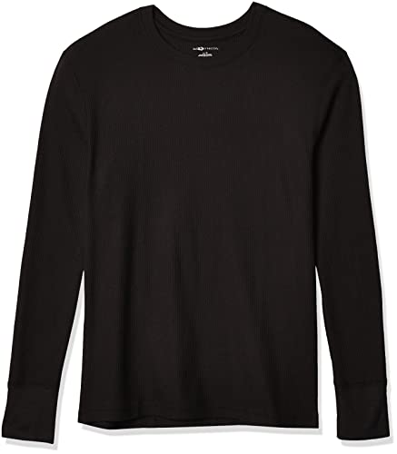 Fruit of the Loom Men's Recycled Waffle Thermal Underwear Crew Top, Black, X-Large