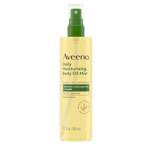 Aveeno Daily Moisturizing Dry Body Oil Mist with Oat and Jojoba Oil for Dry, Rough Sensitive Skin, Nourishing & Hypoallergenic Body Spray, Paraben-, Silicone- & Phthalate-Free, 6.7 fl. oz