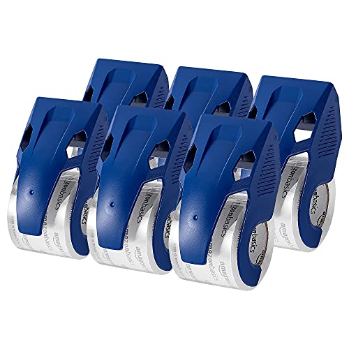 Amazon Basics Heavy Duty Packaging Tape with Dispenser for Shipping, Moving and Storing, 1.88 x 22.2 yds, 6-Pack, 4.33 x 2.64 x 2.36 in