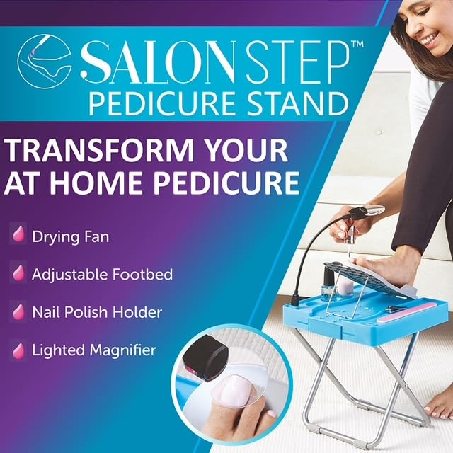 Salon Step The Beauty Footrest for Easy at-Home Pedicures, Treat Your Feet, No More Bending or Stretching with LED Magni