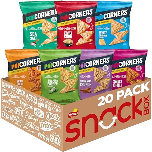 PopCorners Popped Corn Snacks, Sampler Pack, 1 Ounce (Pack of 20) (Assortment May Vary)