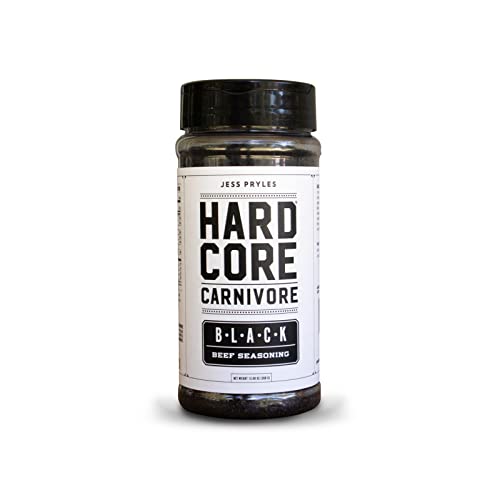 Hardcore Carnivore Black: Activated Charcoal Meat Seasoning Rub (13 oz Shaker) Texas-Made, Blend for Steak, Brisket, Burgers, BBQ, Grilling and Smoking