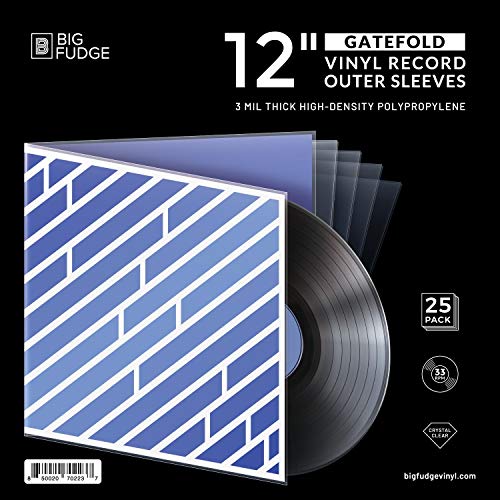 (-27%) Big Fudge Vinyl Schallplatten Hüllen für Gatefold Platten - 25 Stück x 12 Zoll LP Schutzhüllen - Kristallklare Transparent Poly Plattenhüllen