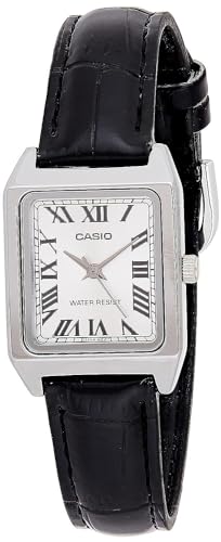 Casio LTP-V007L-7B1 Women's Rectangular Leather Strap Silver Roman Dial Dress Watch