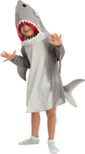 Spooktacular Creations Kids Gray Shark Costume, Multicolor Hoodie with Fin Tail for Halloween Dress Up, Sea Animal Party (Small (5-7 yrs))