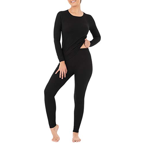 Fruit of the Loom Women's Micro Waffle Thermal Set, Black, X-Large