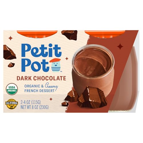 Petit Pot | Organic French Dessert | Dark Chocolate | Gluten-Free | Kosher | Ready-to-Eat | No Artificial Ingredients | No Preservatives | 8 Ounce (2 Pack)