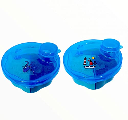 Sonne Kit C/2 Porta Leite Em Pó Com 3 Divisórias Sax/Barco Menino Azul Pacote De 2