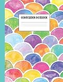 Composition Notebook Watercolor Mermaid Scales College Ruled Homeschool Distance Learning