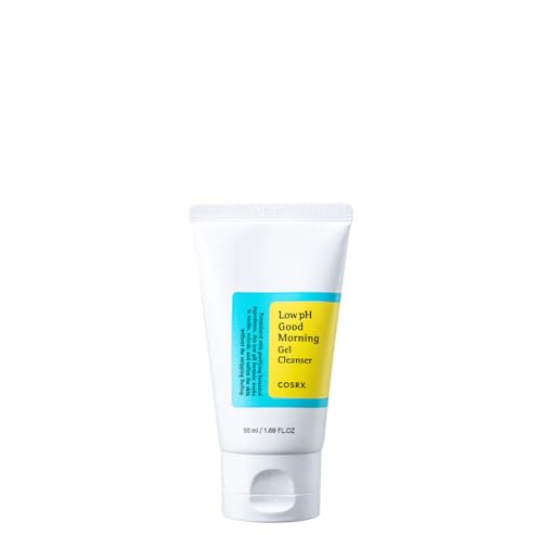 COSRX Low pH Good Morning Gel Cleanser 1.7 fl.oz / 50ml | TSA Approved Travel Size Mild Face Cleanser | Korean Skin Care for Acne Prone Skin, PH Balancing, Anti Acne, Breakouts Treatment