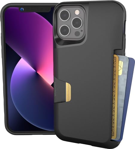 Smartish® iPhone 12/12 Pro Wallet Case - Wallet Slayer Vol. 1 [Slim Thin + Protective] Credit Card Cash Holder - Drop Tested Hidden Card Slot Cover Compatible with Apple iPhone 12 - Black Tie Affair