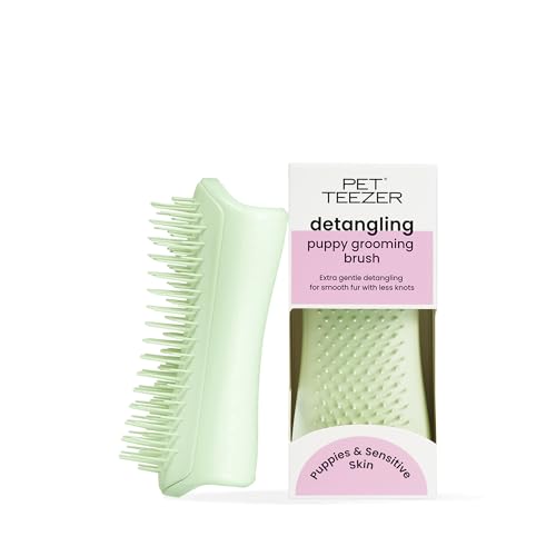 Pet Teezer Puppy Essential Dog Brush, with Extra Soft Teeth for Gentle Grooming on Wet or Dry Fur, Mint