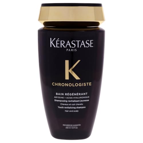 Kérastase Chronologiste Bain Régénérant Shampoo - Revitalizing Shampoo For Weakened Hair, Anti-Aging, Hydrating & Smoothing, Formulated with Hyaluronic Acid & Abyssine, For All Hair Types, 8.45 Fl Oz