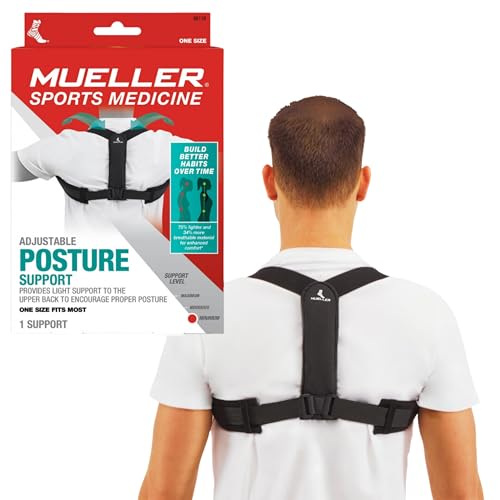 MUELLER Sports Medicine Posture Corrector for Women and Men, Adjustable Back Support for Scoliosis, Kyphosis &amp; Text 